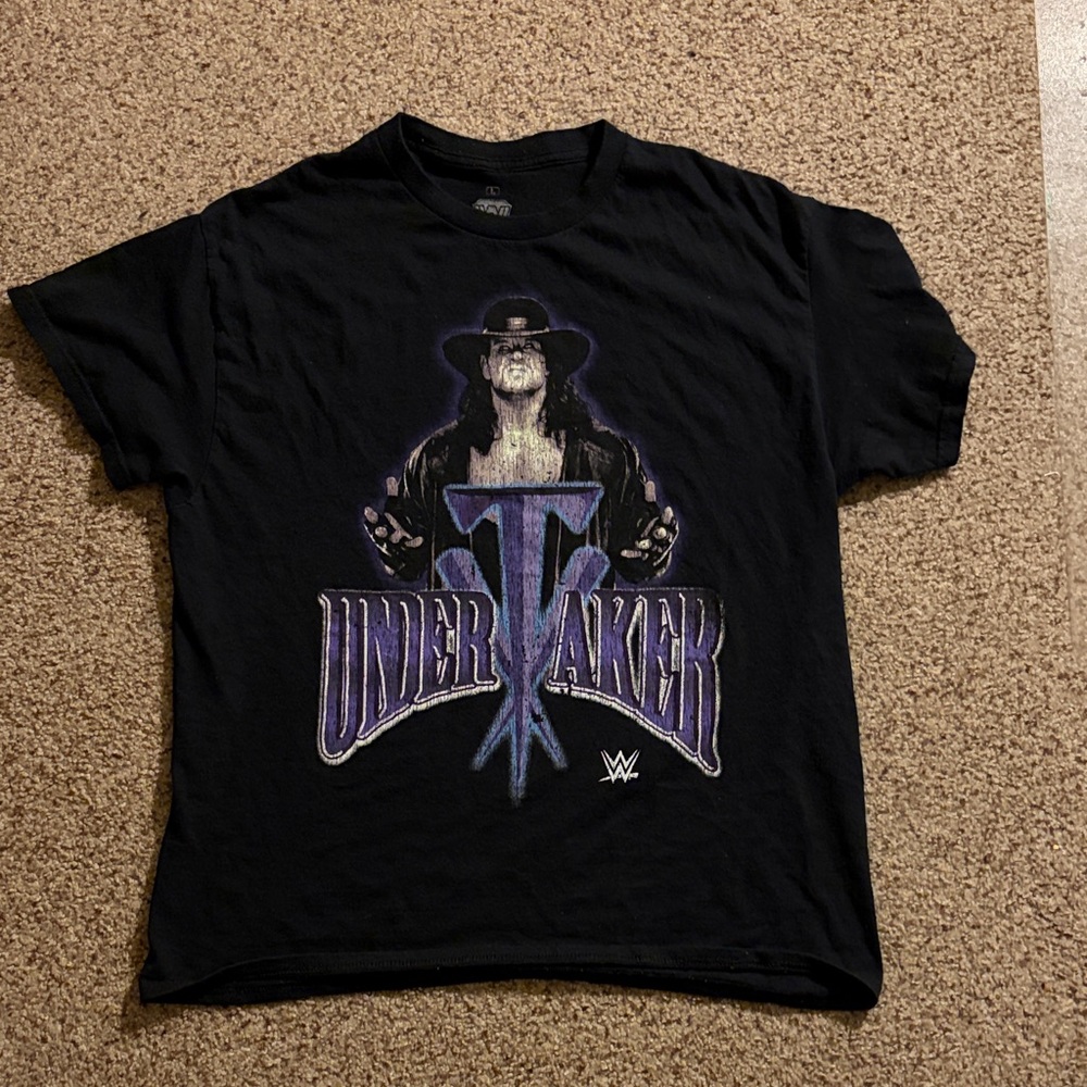 WWE Black Short-Sleeve Tee with Purple Undertaker Graphic